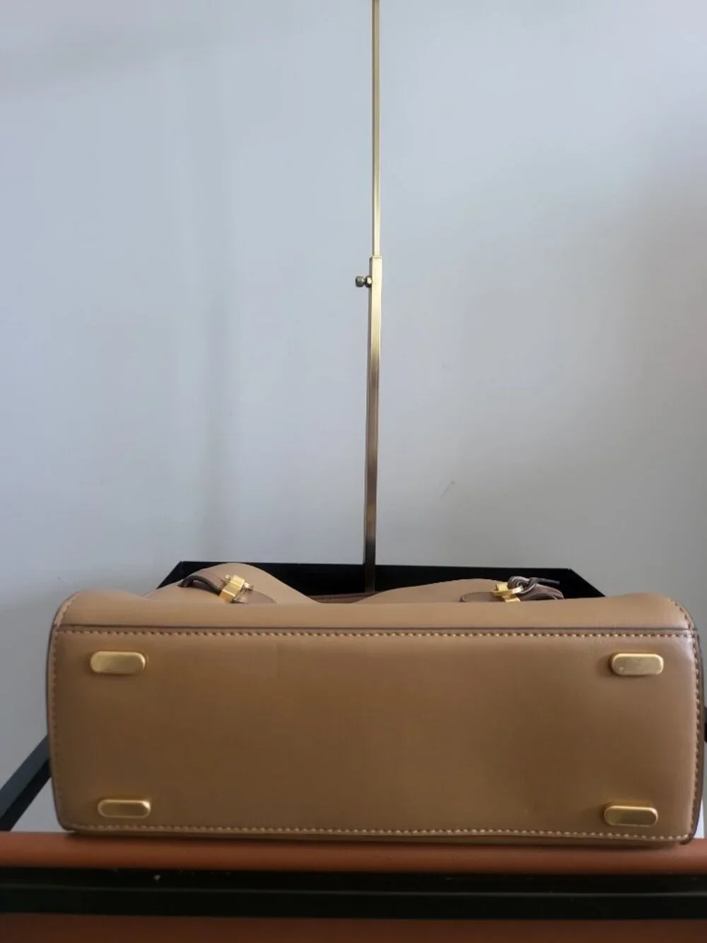 Tory Burch Lee Radziwill Small Leather double tote  in brown with suede trim